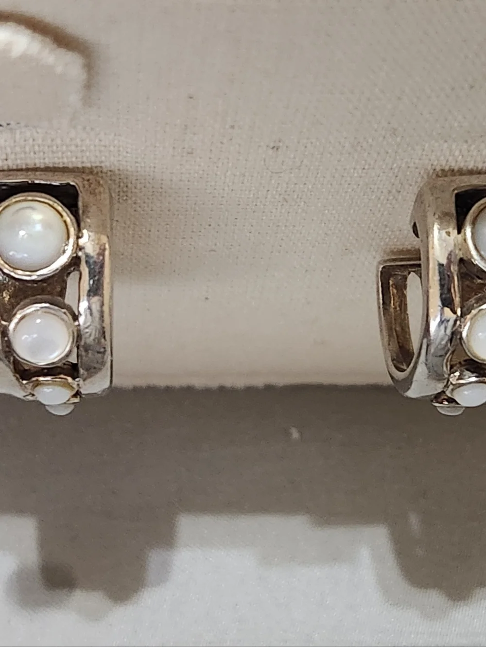 Barse Chunky 925 Sterling Silver Mother of Pearl Modernist Wide Hoop Earrings - Picture 8 of 13